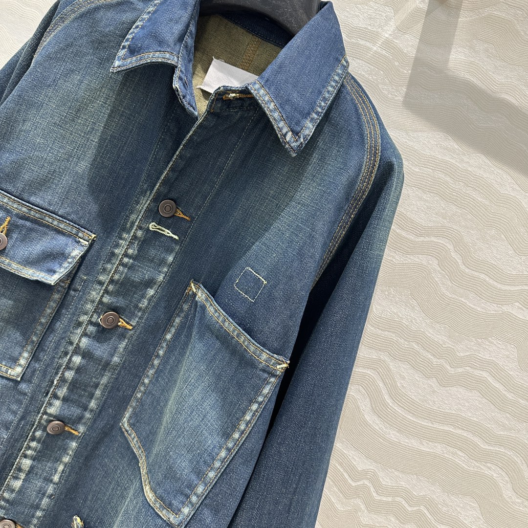 独家首发🍒高端原单品质！马吉MM甜酷少女金属扣牛仔长款夹克外套！男女同款！定制复古苔藓蓝洗水工艺高级又时