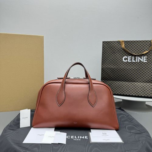 Celine Vintage Revival Bowling Bag in Red-Brown Leather - Model 60912 1 Celine Vintage Revival Bowling Bag in Red-Brown Leather - Model 60912