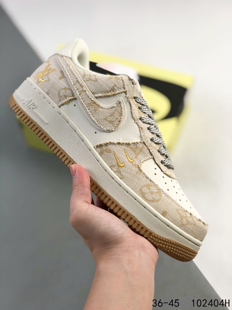️真标带半码！NikeNike Air Force 1 Low  空军一号 LV联名 低帮百搭休闲运动板鞋  柔软、弹性十足的缓震性能和出色的中底设计，横跨复古与现代的外型结合，造就出风靡全球三1
