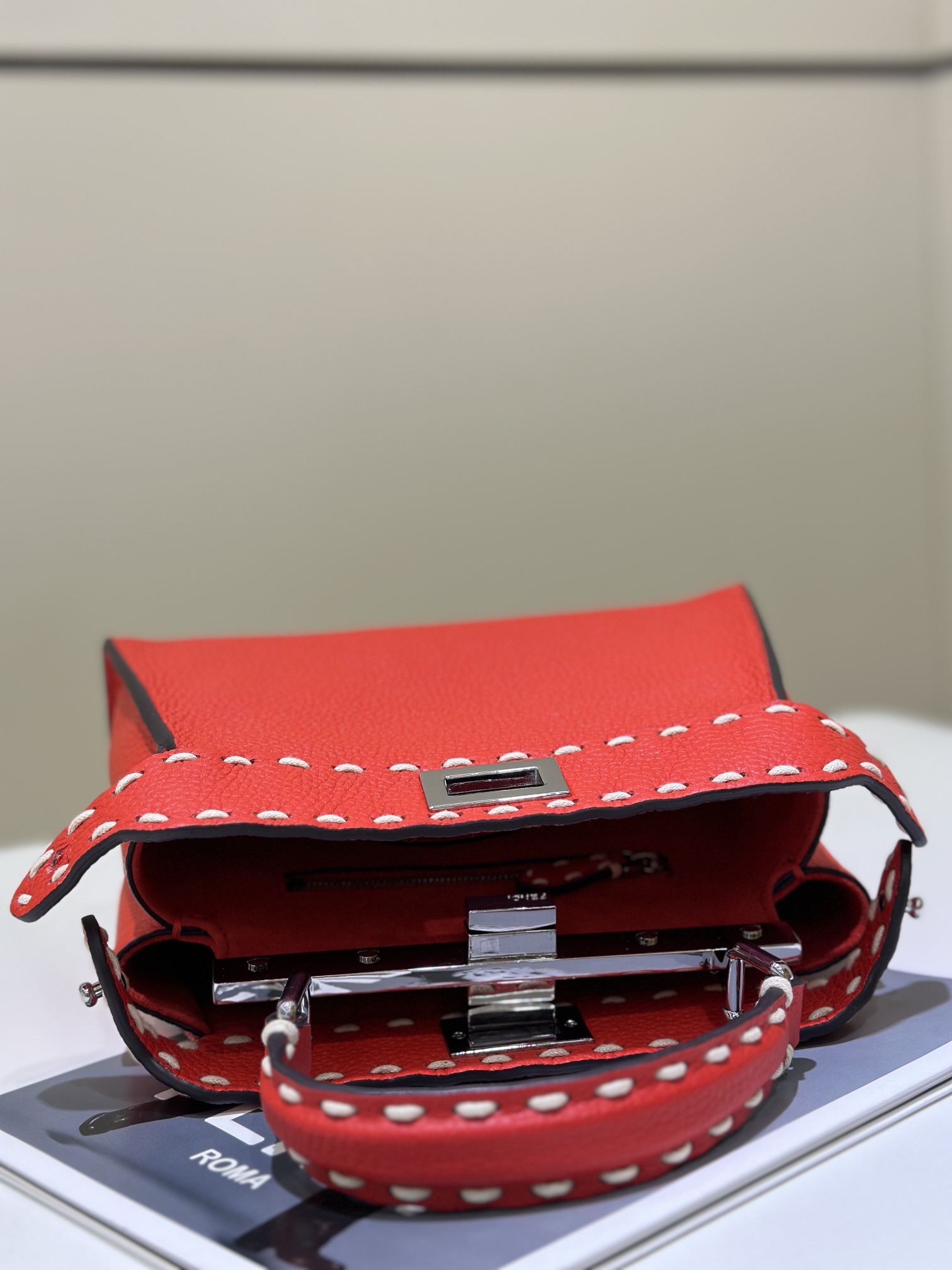 Fendi Peekaboo Iconic Mini Red Leather Top Handle Satchel Bag 10 i1725267932 3389 5