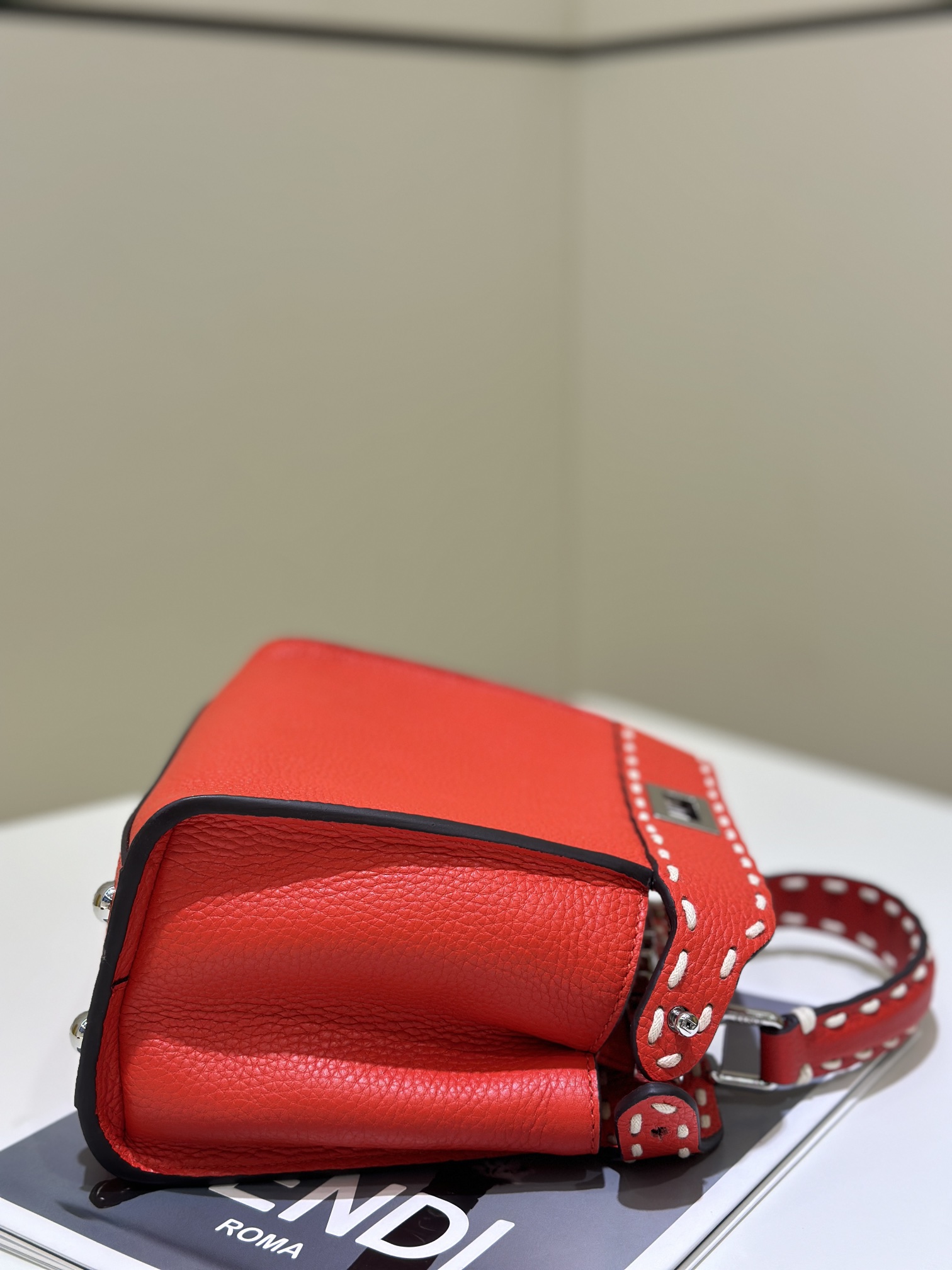 Fendi Peekaboo Iconic Mini Red Leather Top Handle Satchel Bag 4 i1725267932 5638 2