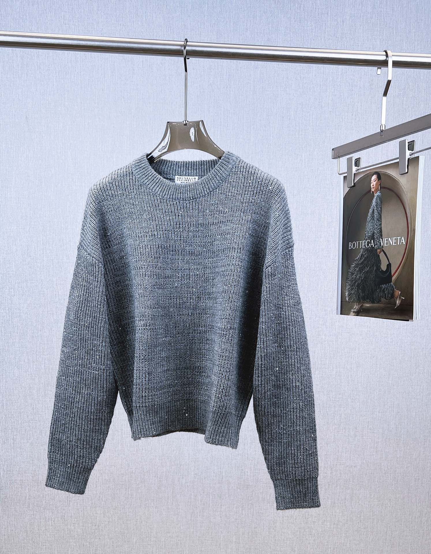 Brunello Cucinelli Sale
 Clothing Knit Sweater Sweatshirts Grey Women Cashmere Knitting Wool Fall Collection Casual