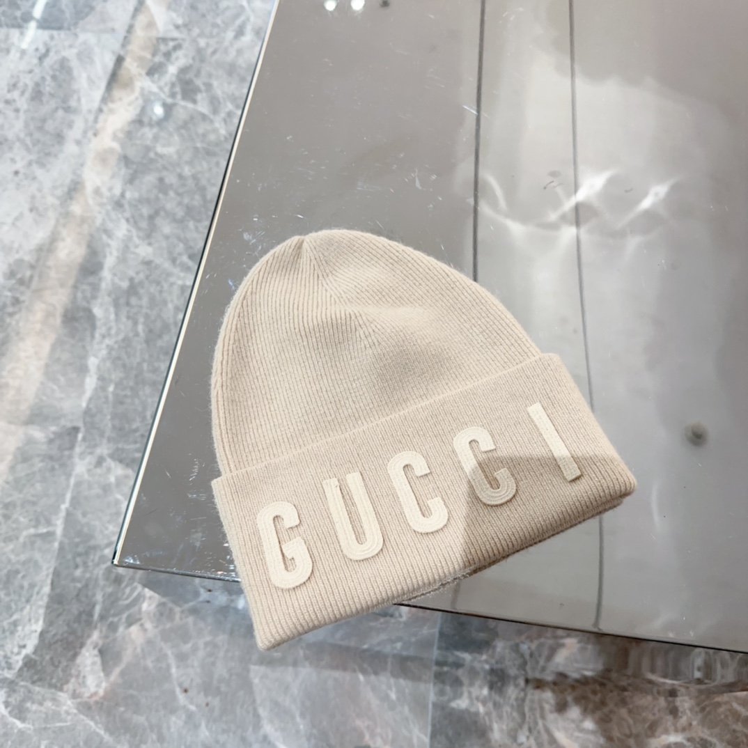 GUCCI Gorro de punto bordado nuevo otoño-invierno 2024, gorro de punto para hombre y mujer, 100% lana 🦙