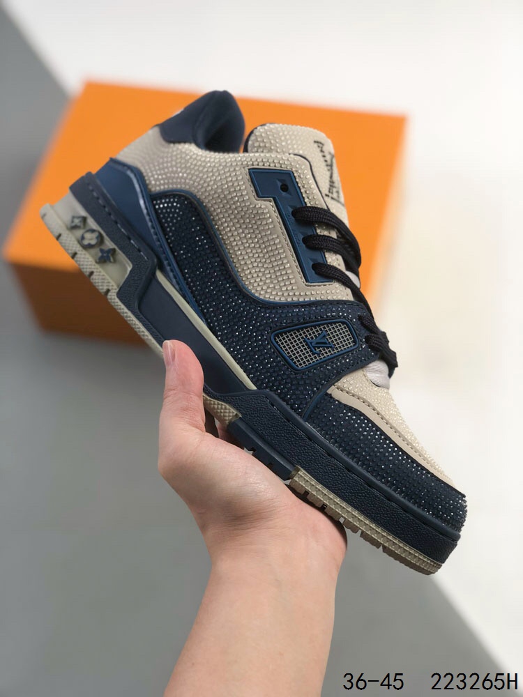 ️ LVLVLV Trail Sneaker Low 水钻颗粒 休闲运动文化百搭篮球板鞋 致TPR光泽鞋底#耐弯折滴塑支持片#鞋垫嵌入超软脚感乳胶材质的篮球鞋 ID：223265H1