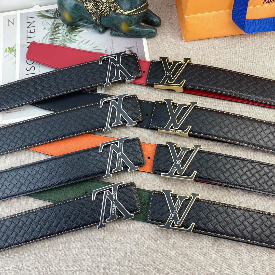 LV💕 特种皮腰带系列 ，原厂五金精品不锈钢扣，手感柔软舒适 宽3.8CM。