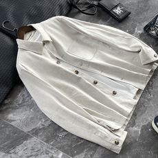 Loro Piana家 秋季新款低调奢华高端亚麻立体撞色插片口袋男士翻领休闲衬衫式外套 面料以49.8%亚麻 49. Loro Piana家 秋季新款低调奢华高端亚麻立体撞色插片口袋男士翻领休闲衬衫式外套 面料以49.8%亚麻 49.