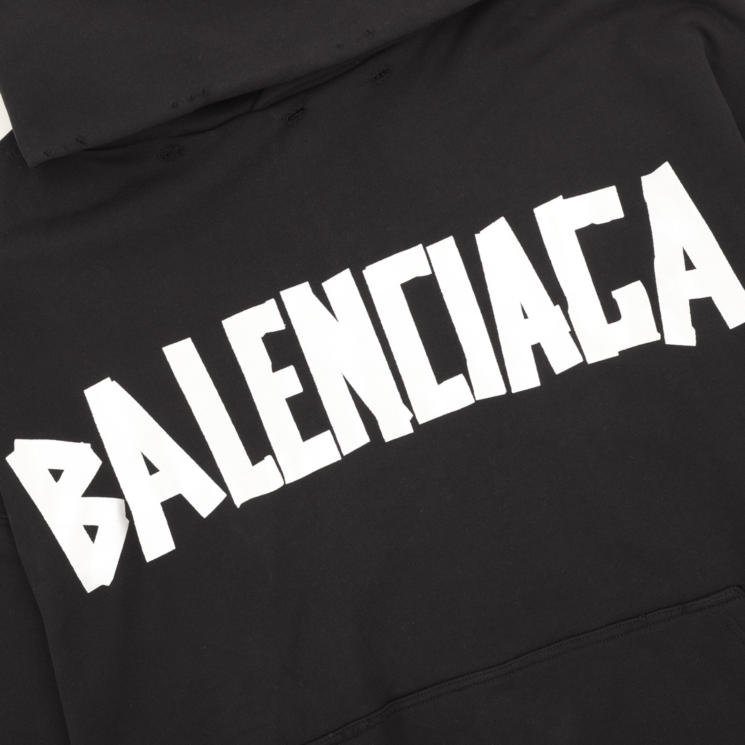 balenciaga/巴黎世家 美纹纸胶带帽衫