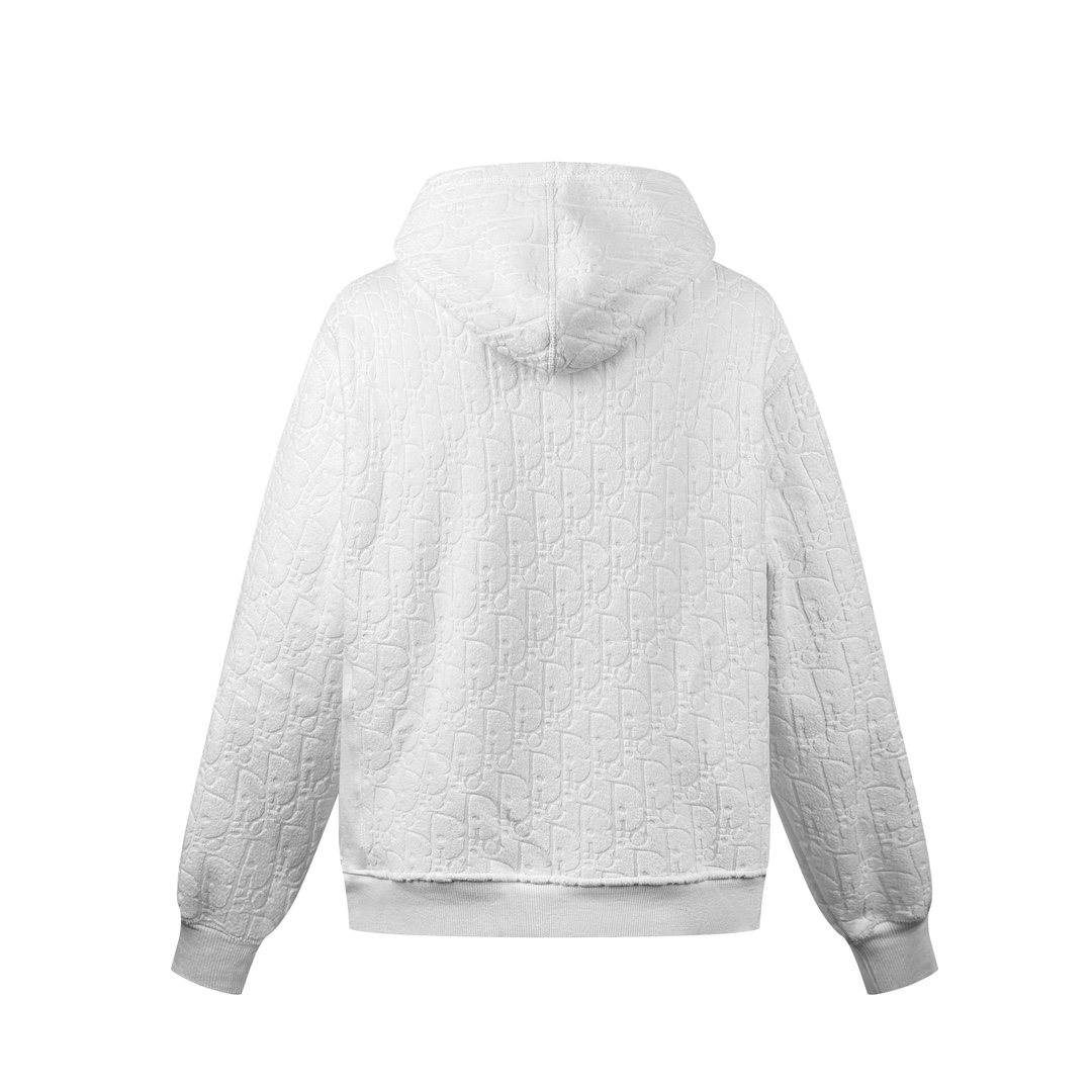 Dior Oblique Toweling White Sweatshirt Hoodie Pullover with Jacquard Pattern 3 i1725458083 3002 1