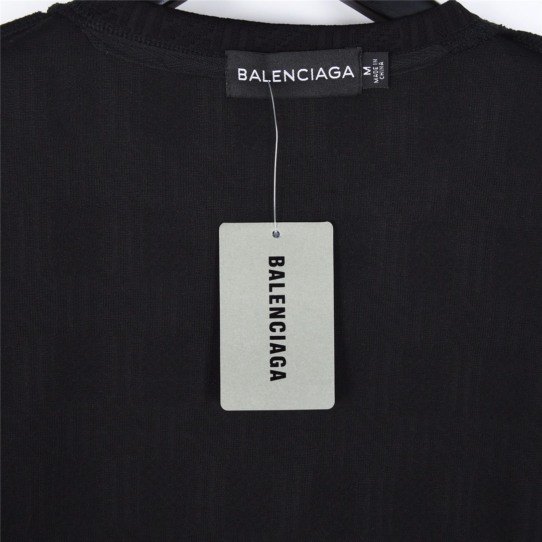 BALENCIAGA/巴黎世家24AW经典黄胶带暗纹圆领卫衣