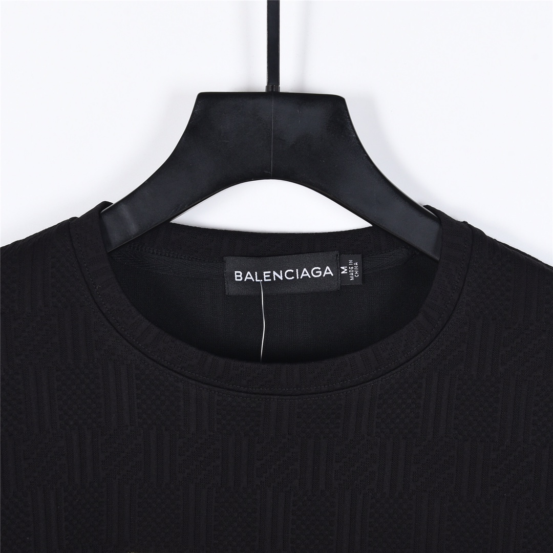 BALENCIAGA/巴黎世家24AW经典黄胶带暗纹圆领卫衣