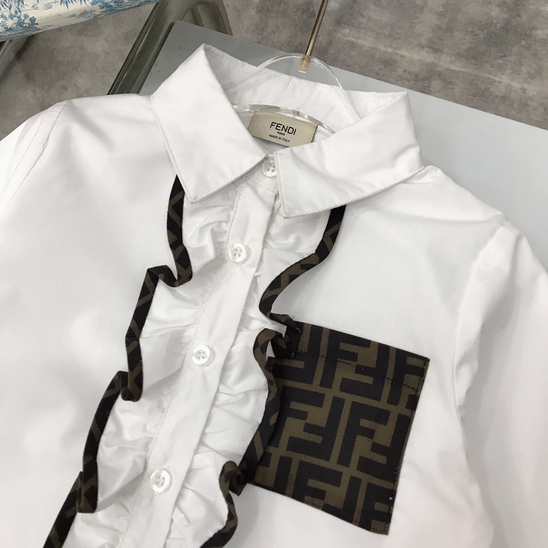 FEND Defined Series: Cotton Shirt with FF Logo, Fine Design, Comfortable Fit, Various Sizes. - 图片 4