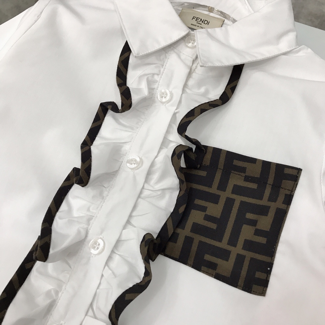 FEND Defined Series: Cotton Shirt with FF Logo, Fine Design, Comfortable Fit, Various Sizes. - 图片 5