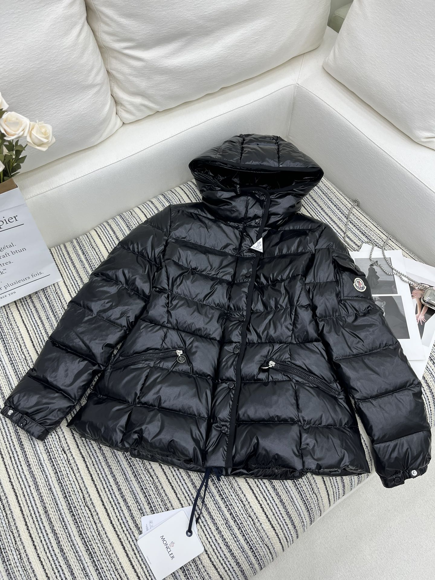 Clothing Coats & Jackets Down Jacket Black Pink White Oil Wax Leather Fall/Winter Collection Fashion Casual