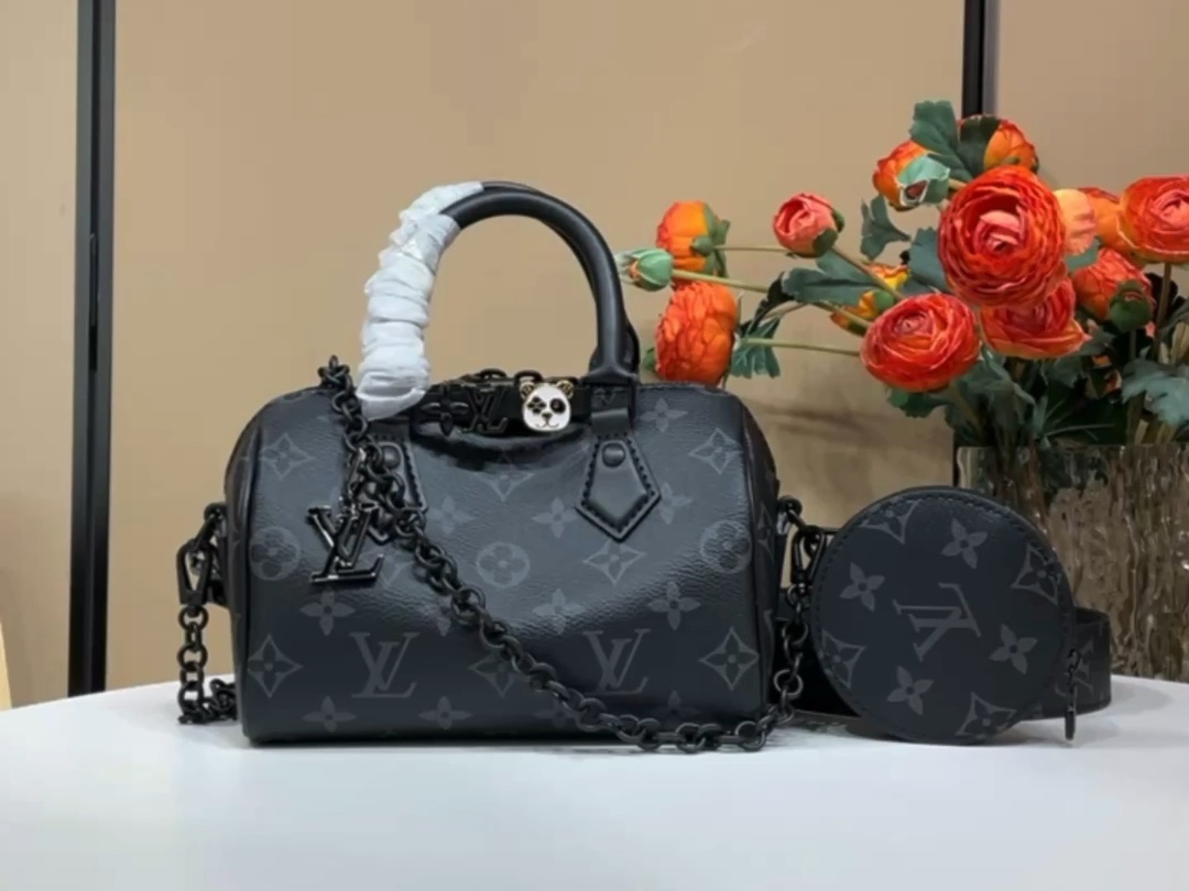 Louis Vuitton LV Speedy Sacs À Main Noir Monogram Eclipse M24598