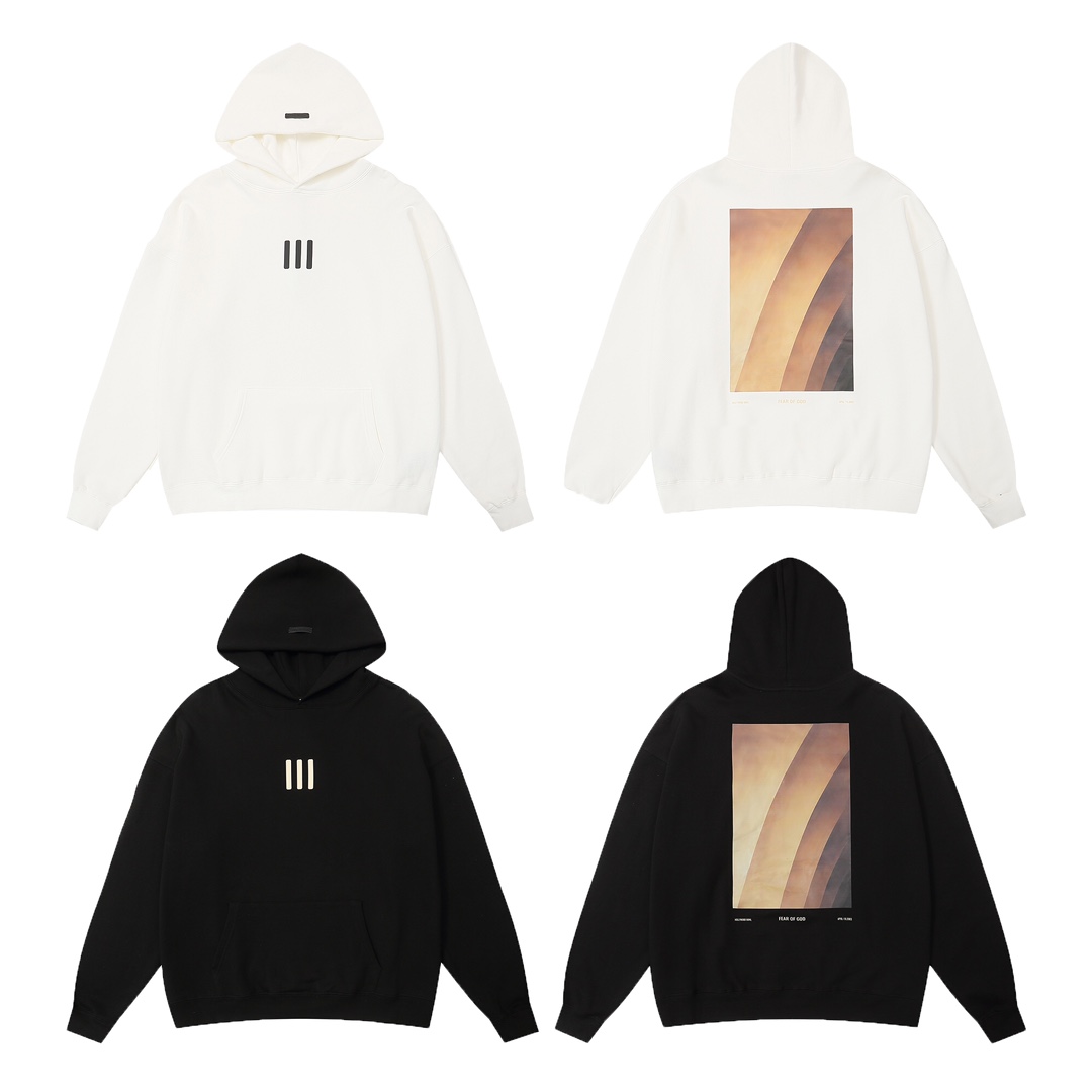 New Hooded Hoodie with Three Coats of Sand Dunes – NCP LM831# – Black/White, Sizes S-XL