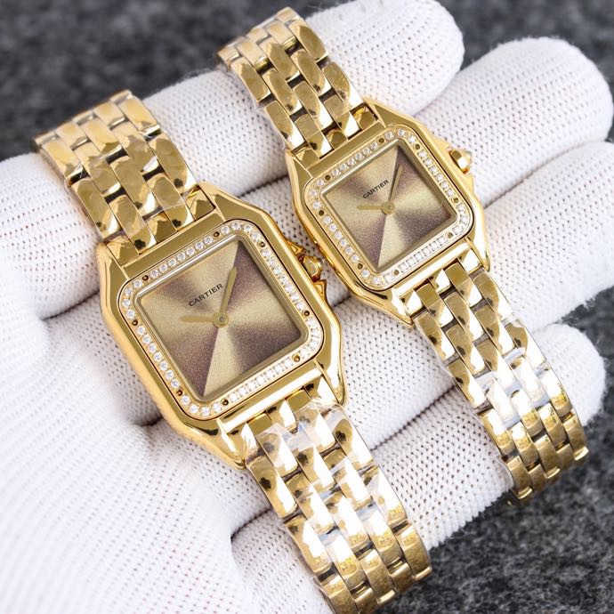 까르띠에 시계 27×37mm 22×30mm 론다 쿼츠 무브먼트 다이아 사파이어 글라스 블루 스틸밴드 레플리카 42795