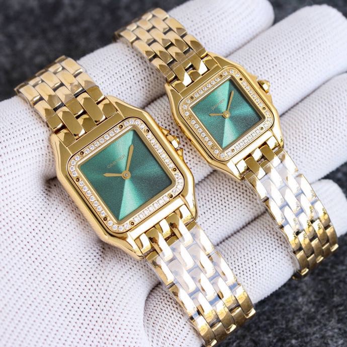 까르띠에 시계 27×37mm 22×30mm 론다 쿼츠 무브먼트 다이아 사파이어 글라스 블루 스틸밴드 레플리카 42794