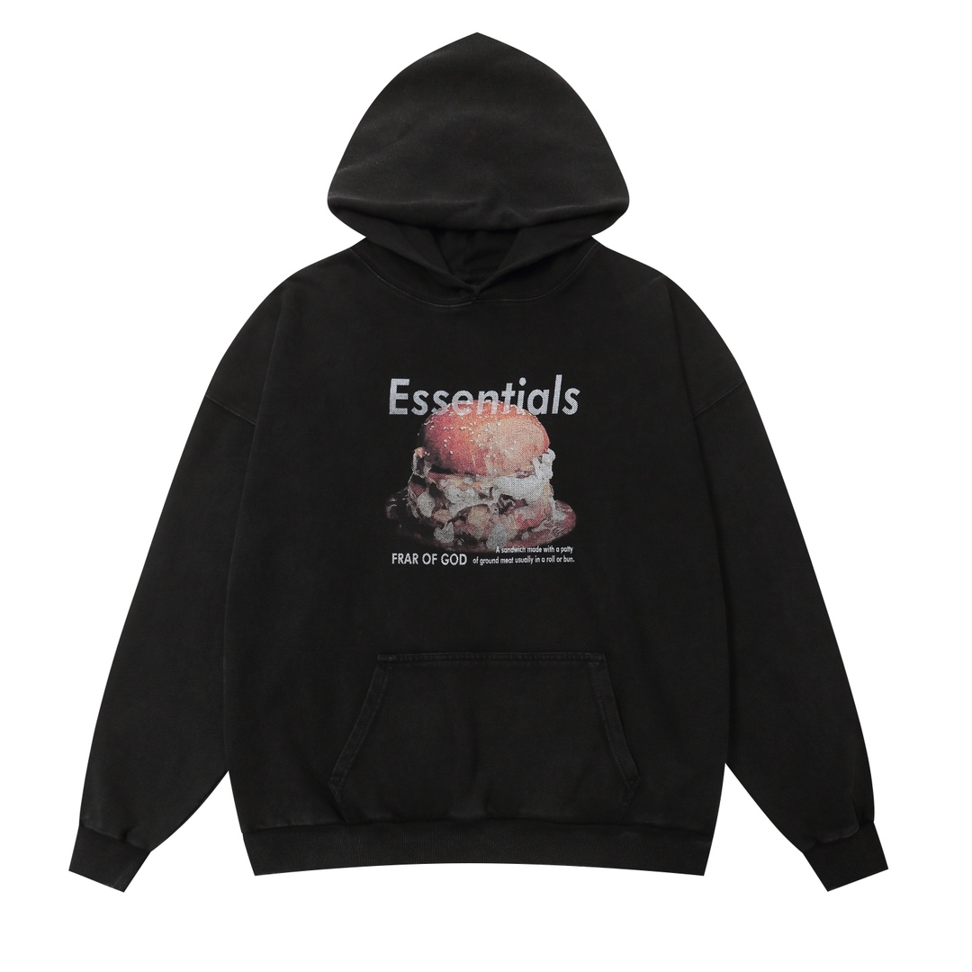 McDonald’s American Water-Wash Hoodie in Red and Black, Fashionable and Lightweight. - 图片 2