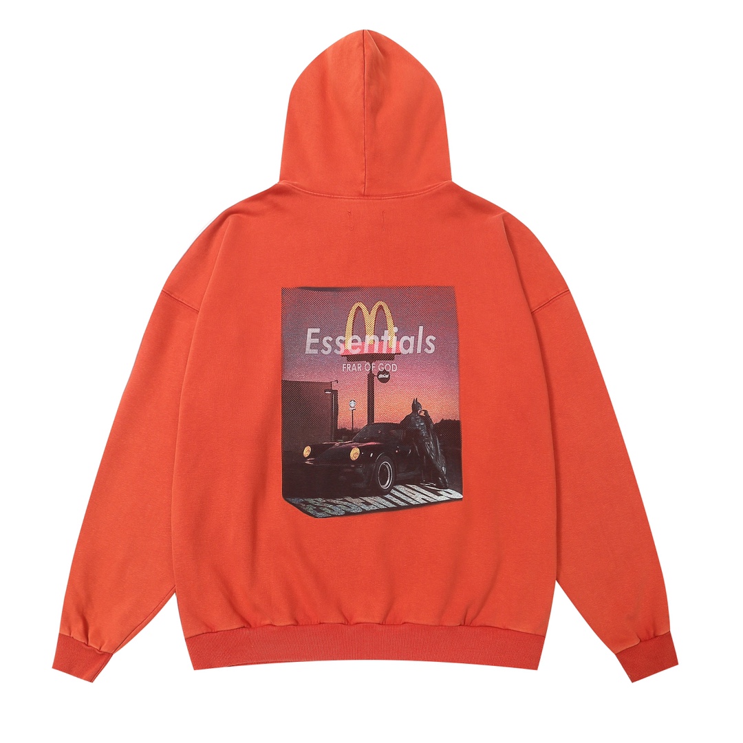 McDonald’s American Water-Wash Hoodie in Red and Black, Fashionable and Lightweight. - 图片 5
