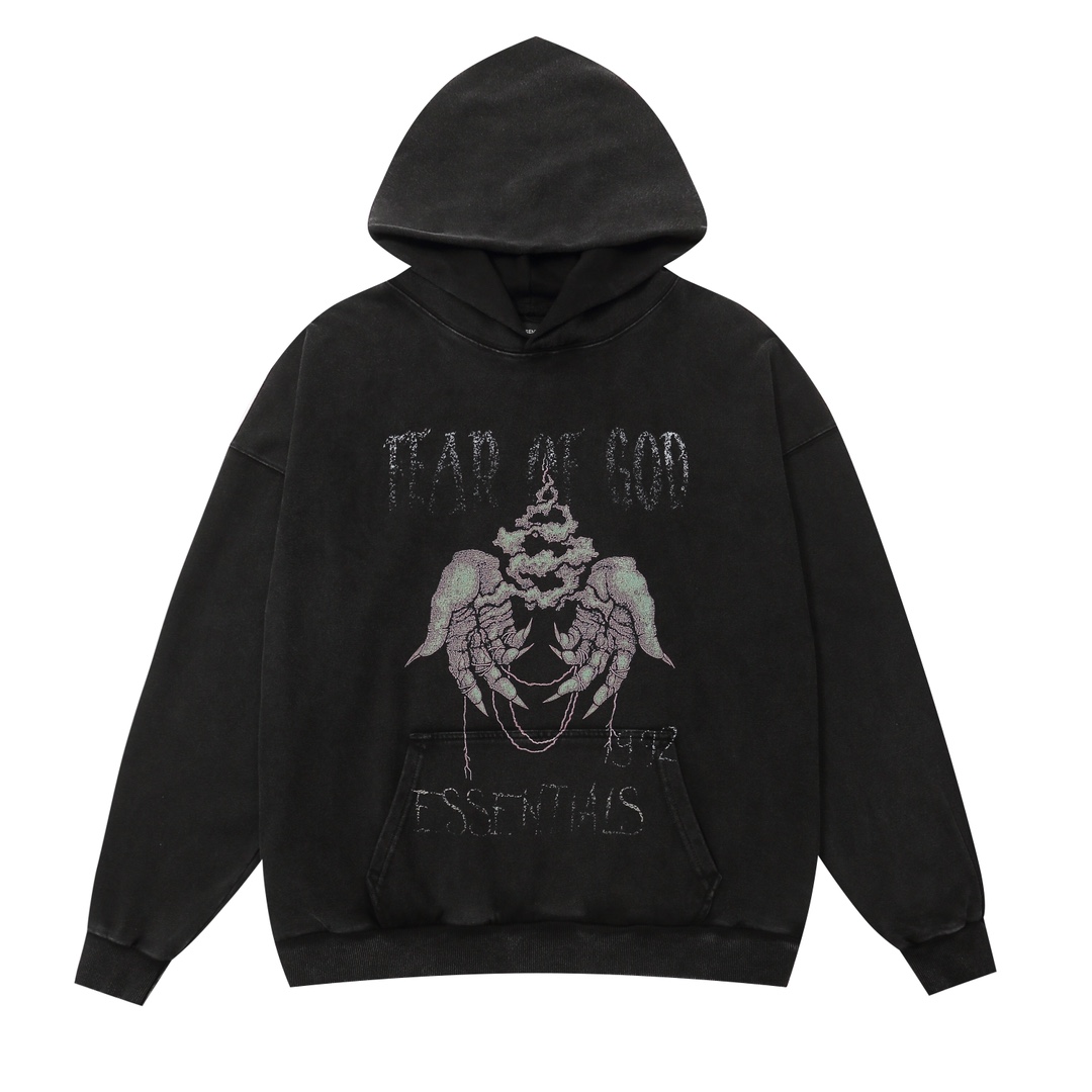 Fear of God Retrophoto-Wash Hoodie in Water Washing Black, Sizes S-XL, Code NCP FG9918#