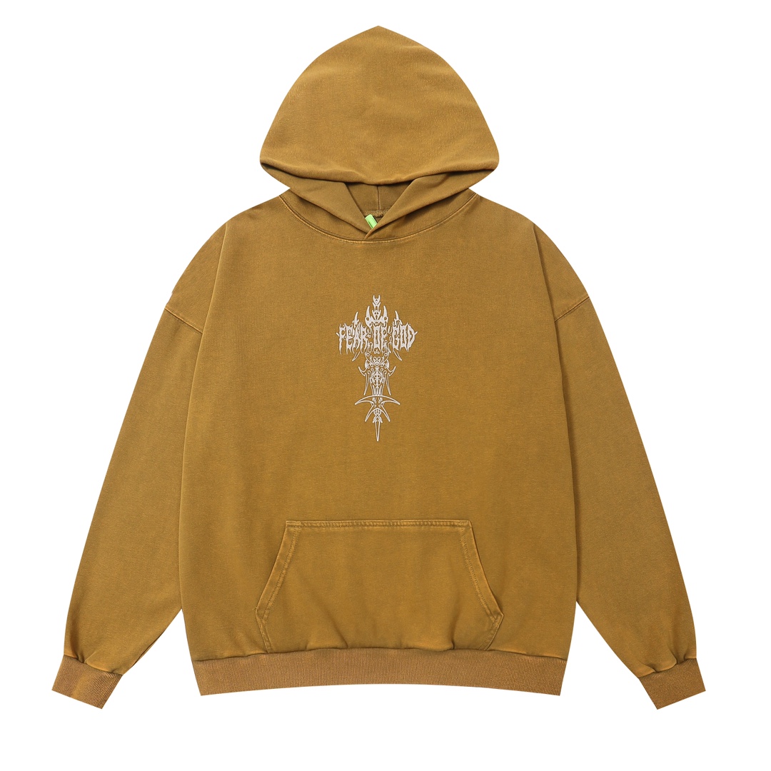 Fear of God Hoodie: Notre Dame Sanctuary Collection, Water Wash Black/Green, Sizes S-XL - 图片 4