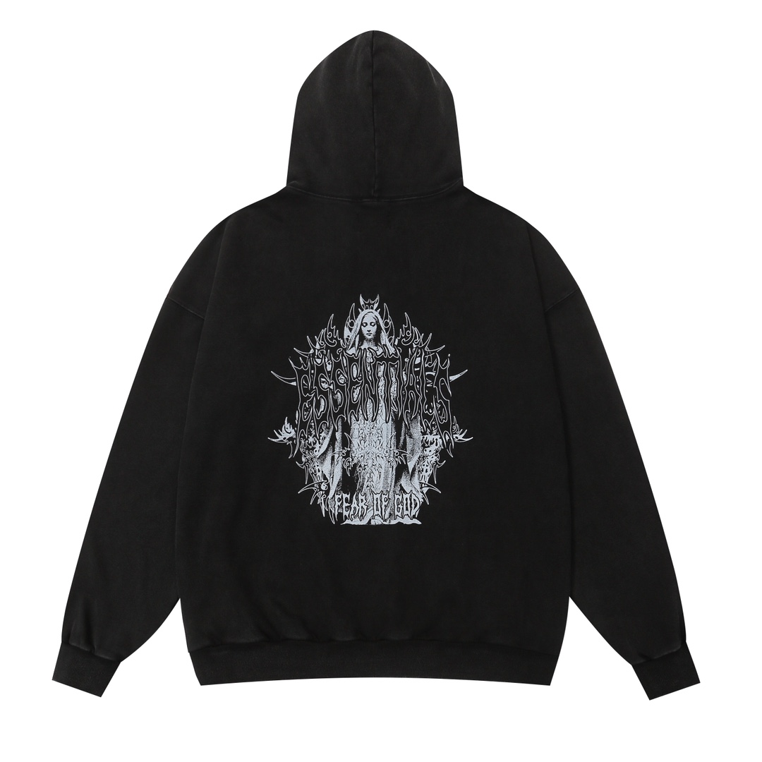 Fear of God Hoodie: Notre Dame Sanctuary Collection, Water Wash Black/Green, Sizes S-XL - 图片 3