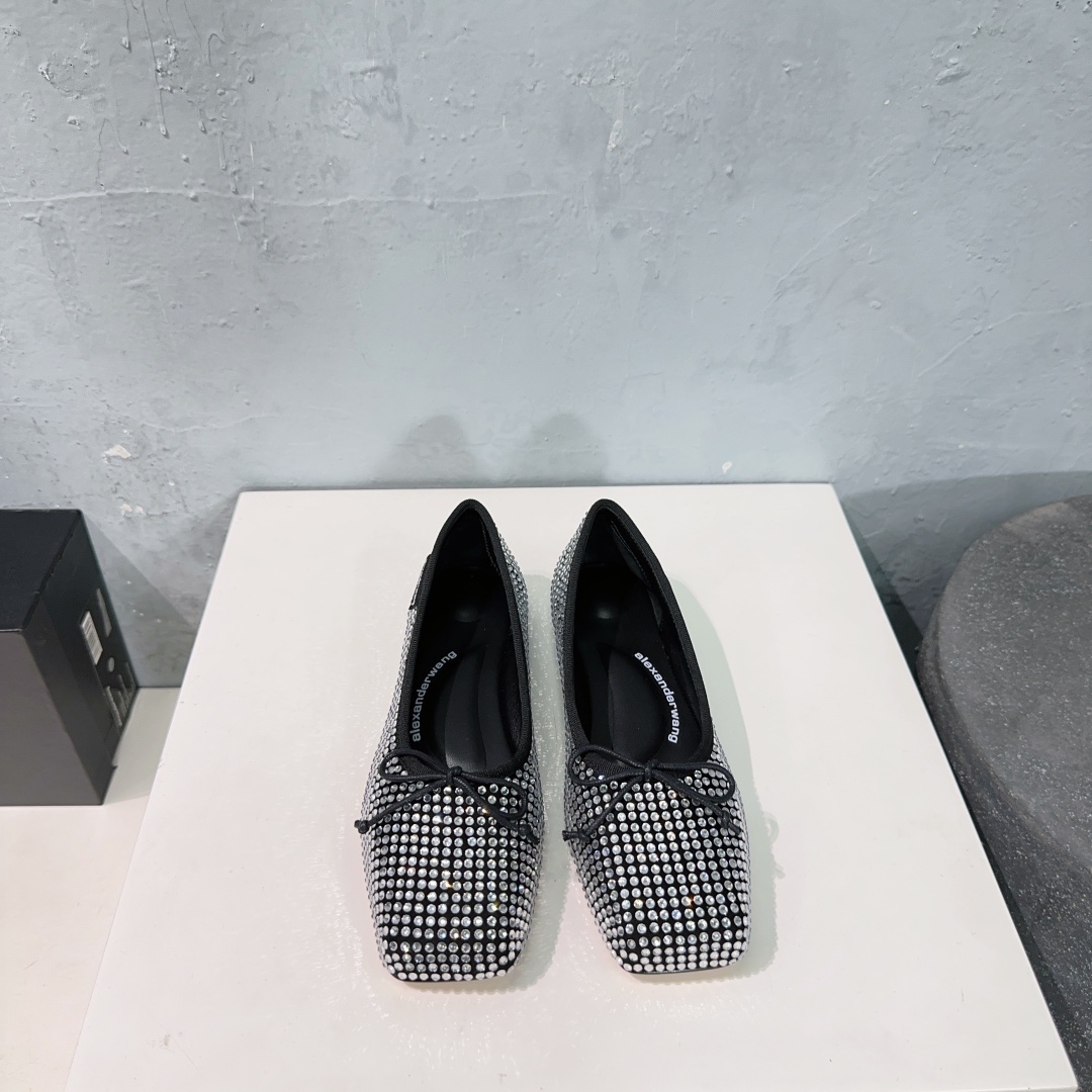 “High-Quality Alexander Wang Ballet Shoes with Czech Diamond Sparkle”