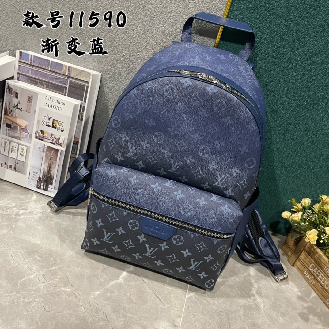 Louis Vuitton LV Discovery Bags Backpack Blue Green Monogram Eclipse Canvas M11590