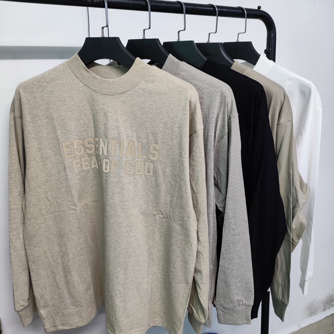 ESSENTIALS Clothing T-Shirt Grey White Essential Long Sleeve