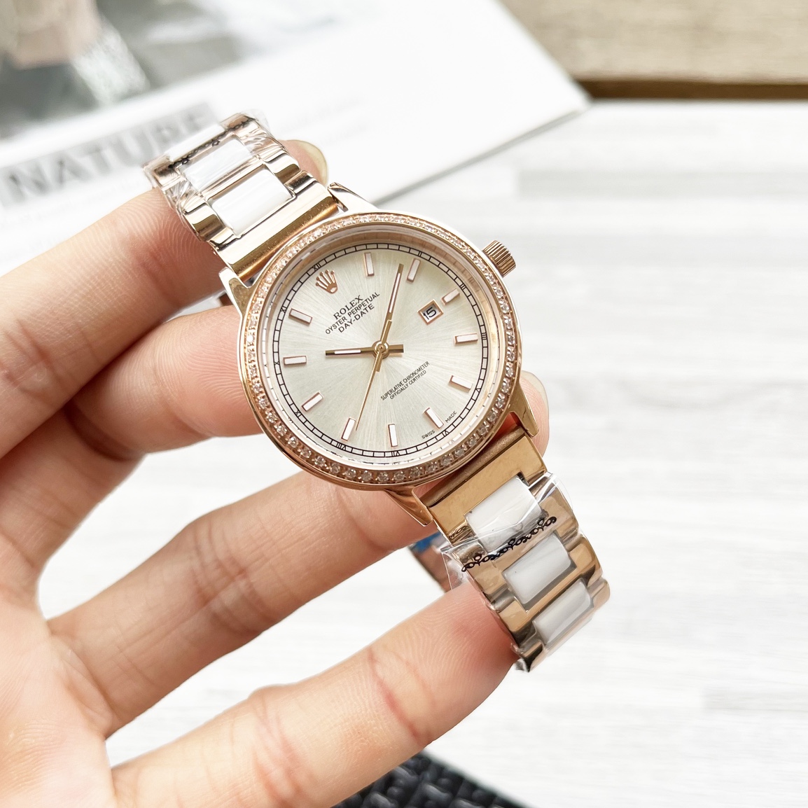 Rolex Couple’s Wristwatches: 987 Belt, Stone Cores, Crystal Steel Shell, 40mm Male, 30mm Female - 图片 6