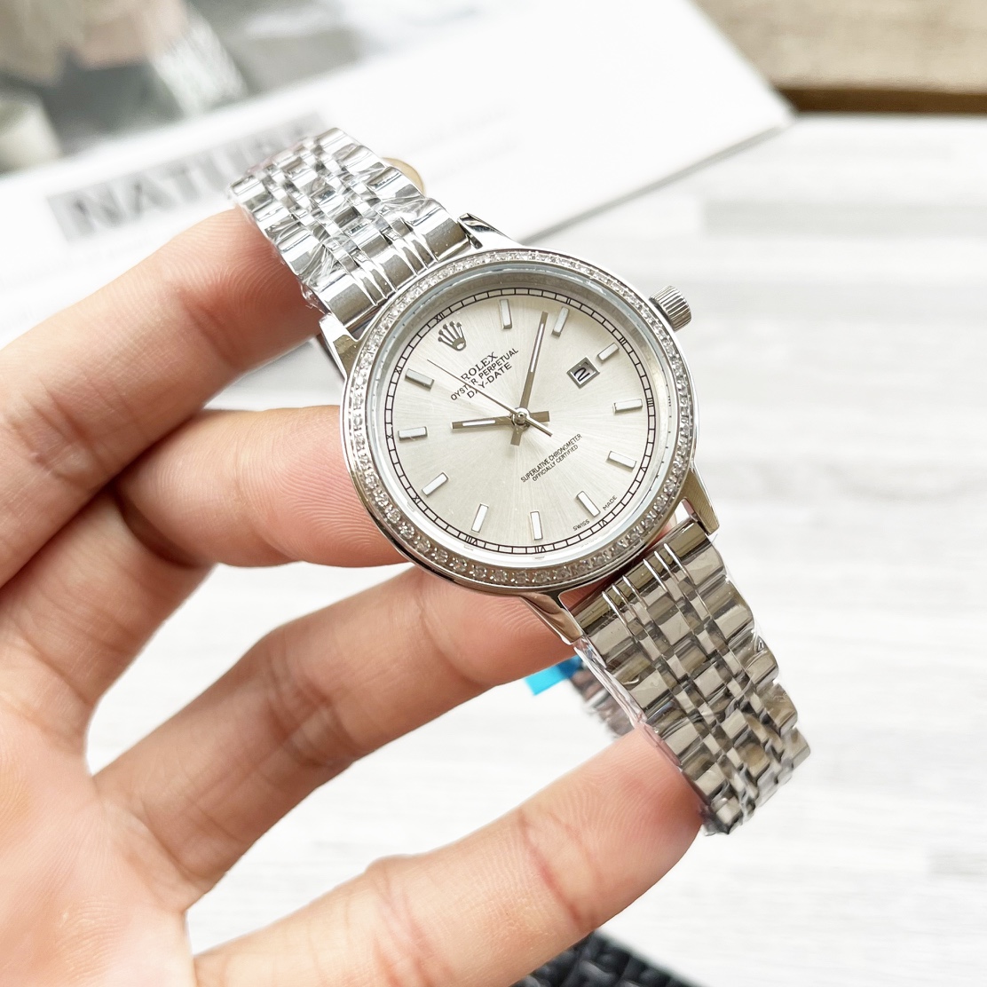 Rolex Couple’s Wristwatches: 987 Belt, Stone Cores, Crystal Steel Shell, 40mm Male, 30mm Female - 图片 4