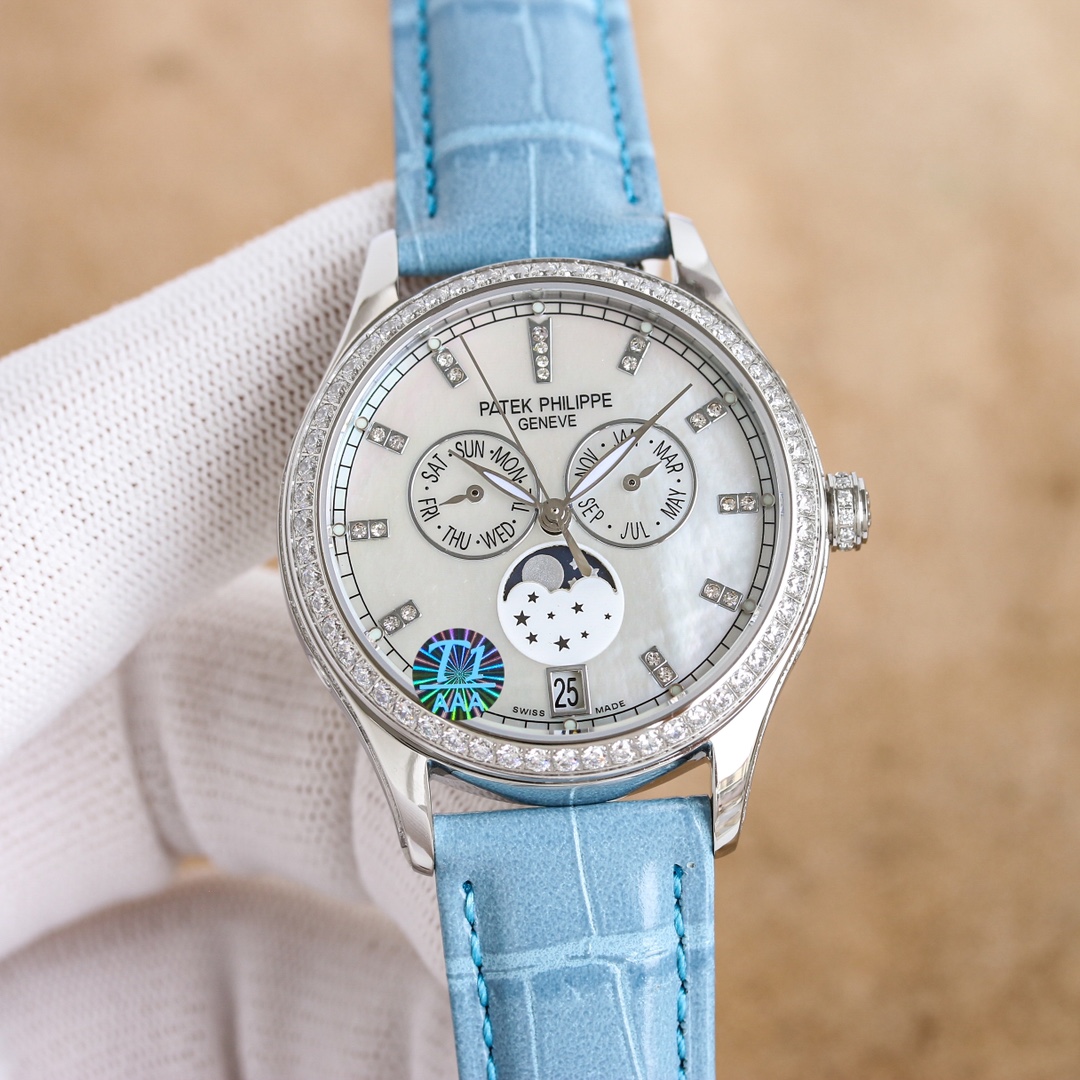 Luxurious 4140 Half-Drill Watch with Innovative Annual Calendar Display and Elegant Design