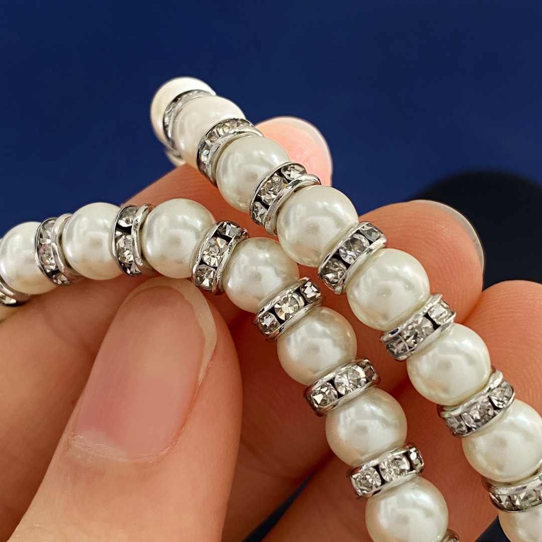 GV92 p280 GIVENCHY Advanced Atmospheric Spectro-Spectro-Specific Logo-Spacing Small Circle Gradual Size Pearl necklace - 图片 9