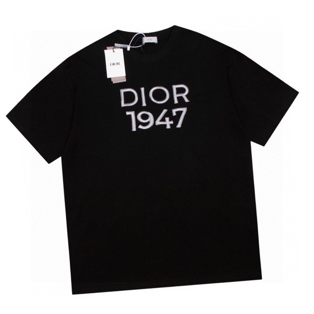 迪奥/Dior 夏季新款高端品质 经典1947图案字母饱满绣花圆领短袖T恤