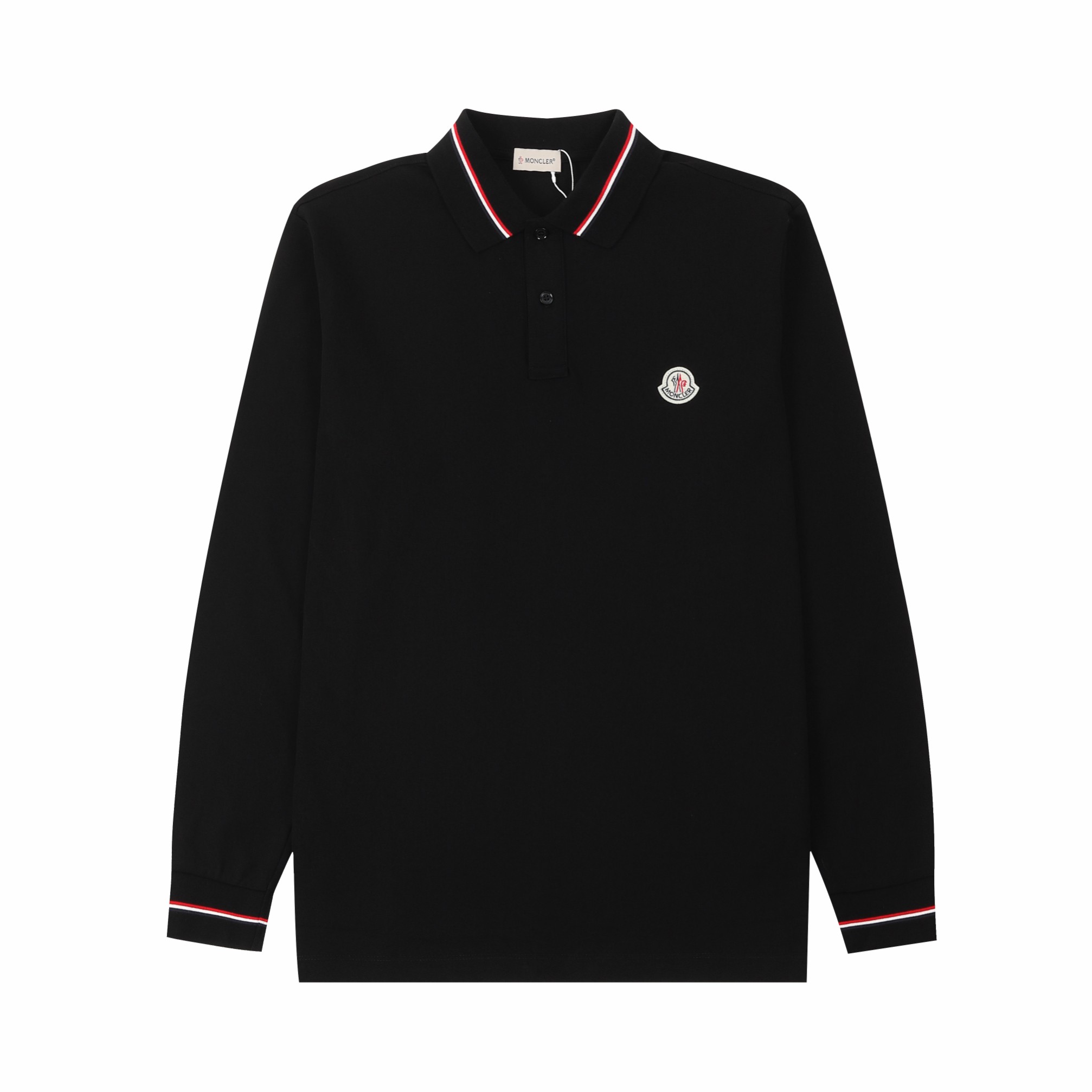 MONCLE Mont* nuevo polo de manga larga con cuello para otoño-invierno 2024AW, logotipo clásico, cuello y mangas con ray…