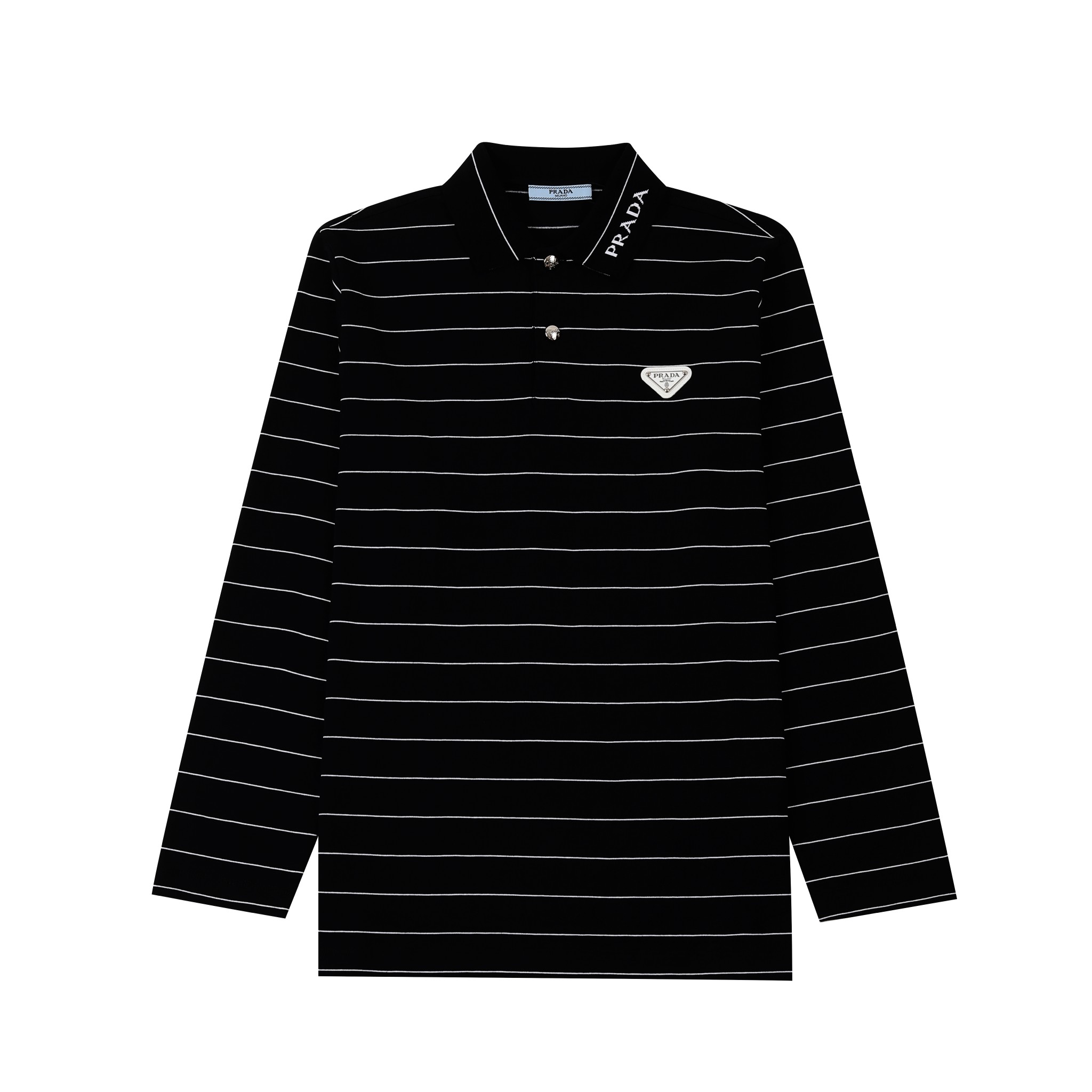 PRAD * 2024AW POLO de manga larga con solapa otoño e invierno nuevo estilo, tejido a rayas tejido y teñido a medida, ad…