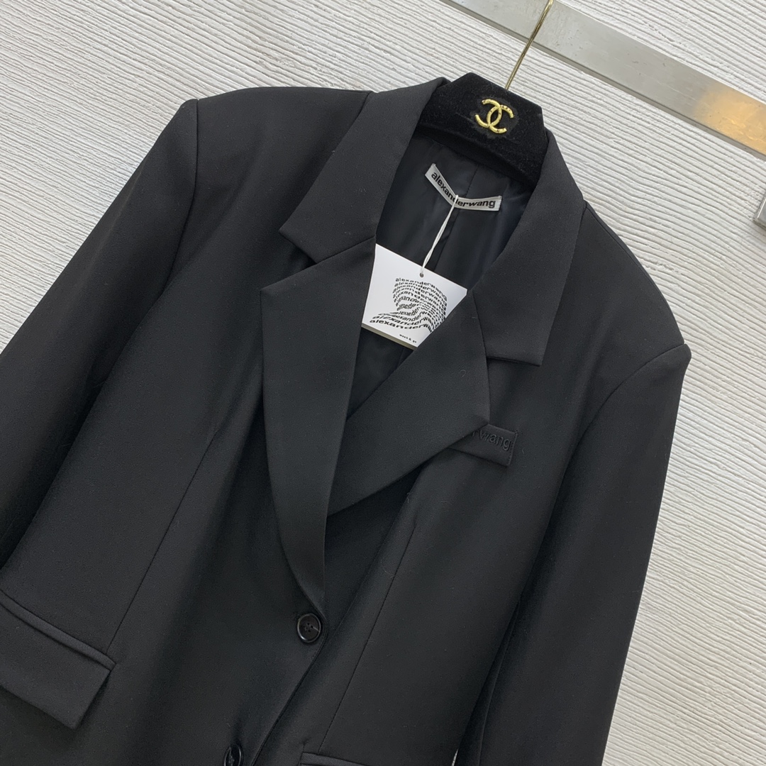 Alexander Wang Blazer: Embroidered Logo, Asymmetrical Hem, Fitted Silhouette 3 i1726180458 6419 1