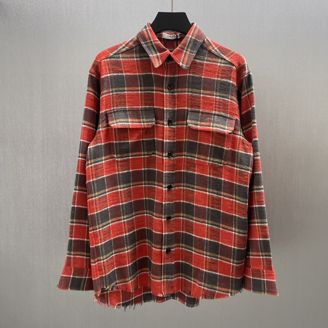 🧧CE*INE Camisa de cuadros de franela. Tallas: 36-42. Corte holgado, cuello de bata, 2 bolsillos de parche en el pecho,…