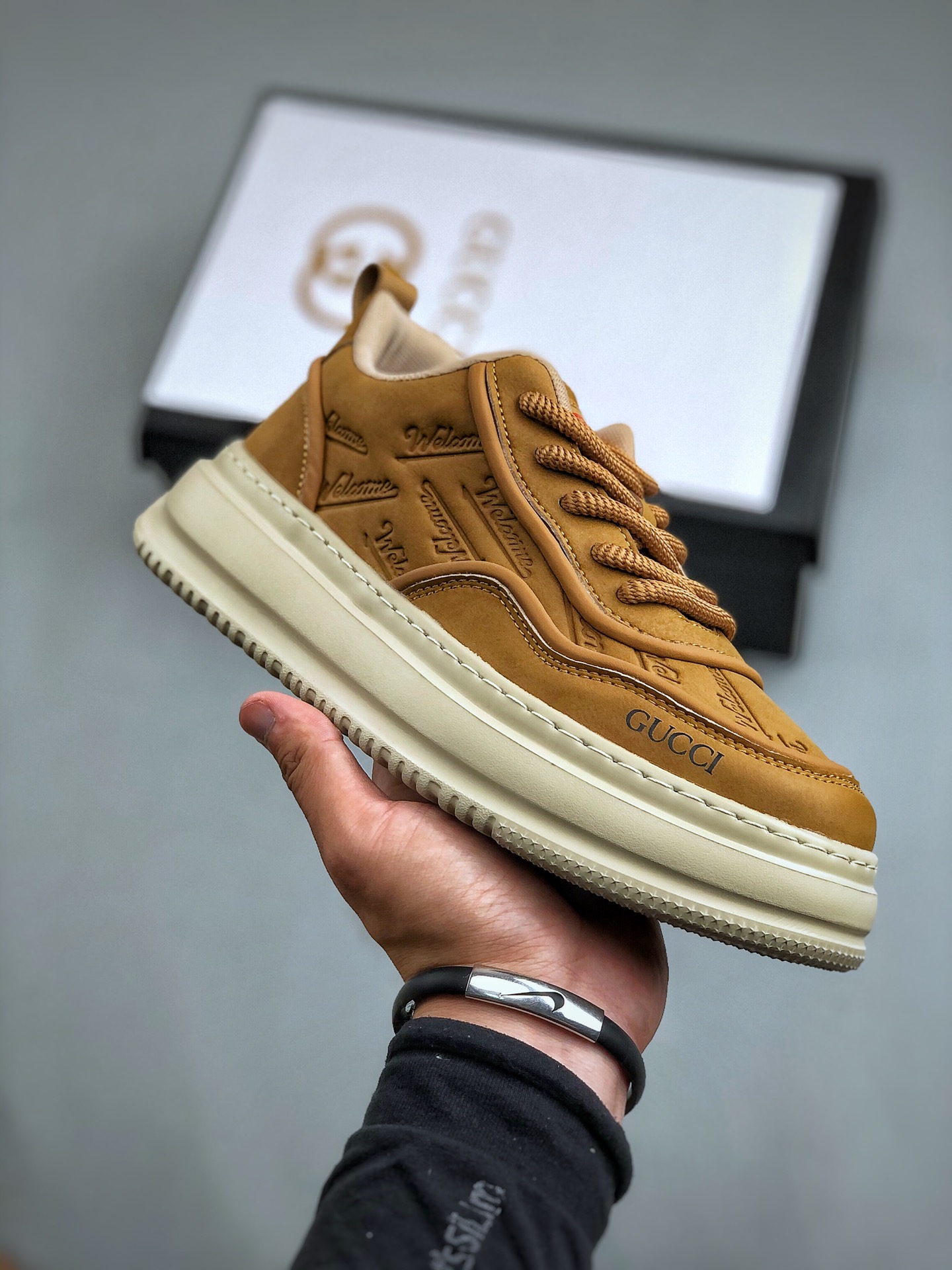 Gucci 轻奢单品 广东品质原厂 高奢古驰Gucci Screener GG High-Top Sneaker休闲潮鞋系列