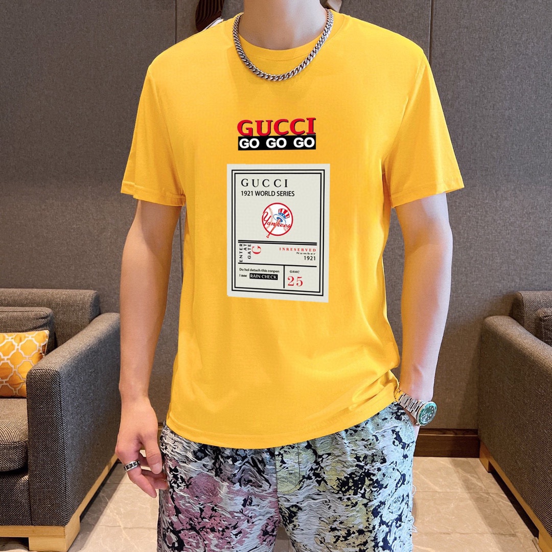Gucci Men's Yellow 1921 World Series Logo T-Shirt, Comfortable Cotton Blend 2 i1726404256 730 0