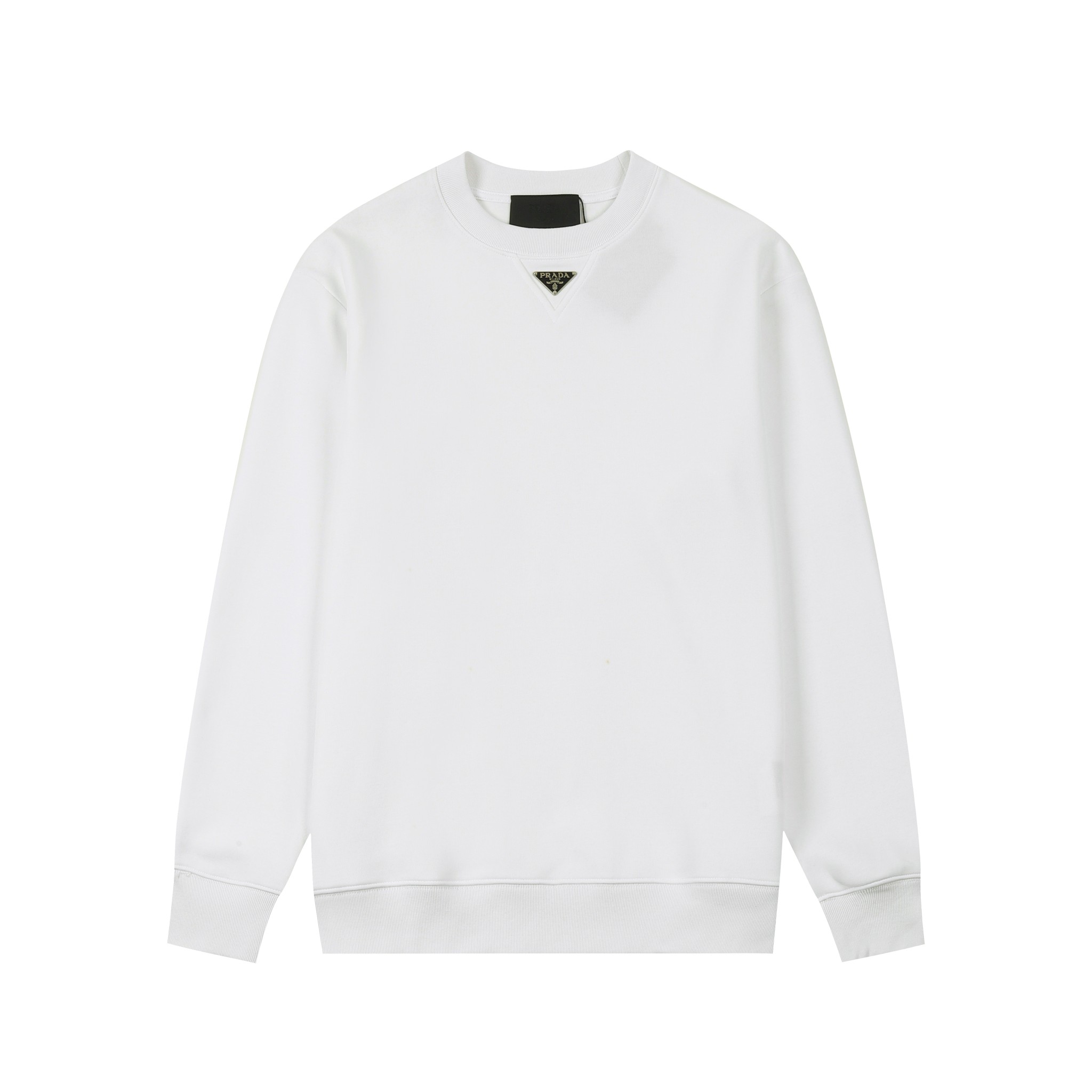 PRAD* 2024AW Sudadera de cuello redondo de nuevo estilo Otoño e Invierno. Adorno de logotipo de triángulo de metal pers…
