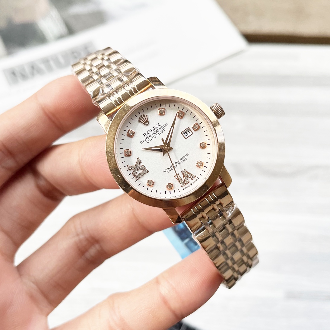 Rolex Couple’s Wristwatch: 987 Belt, Ceramic Drill, Imported Stone Cores, Mineral Glass Lens - 图片 5