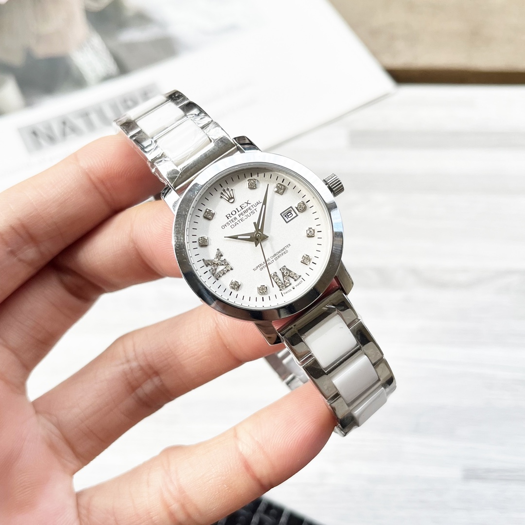 Rolex Couple’s Wristwatch: 987 Belt, Ceramic Drill, Imported Stone Cores, Mineral Glass Lens - 图片 3