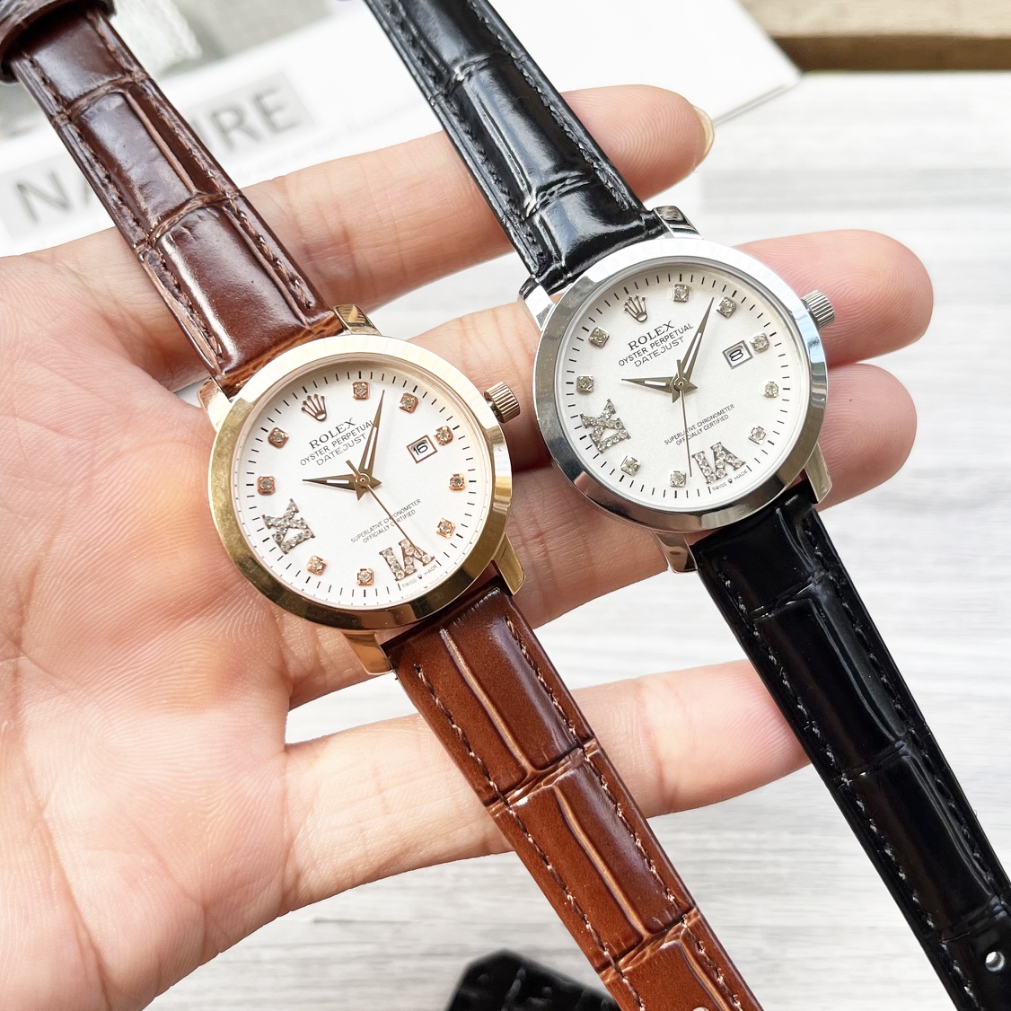 Rolex Couple’s Wristwatch: 987 Belt, Ceramic Drill, Imported Stone Cores, Mineral Glass Lens - 图片 7