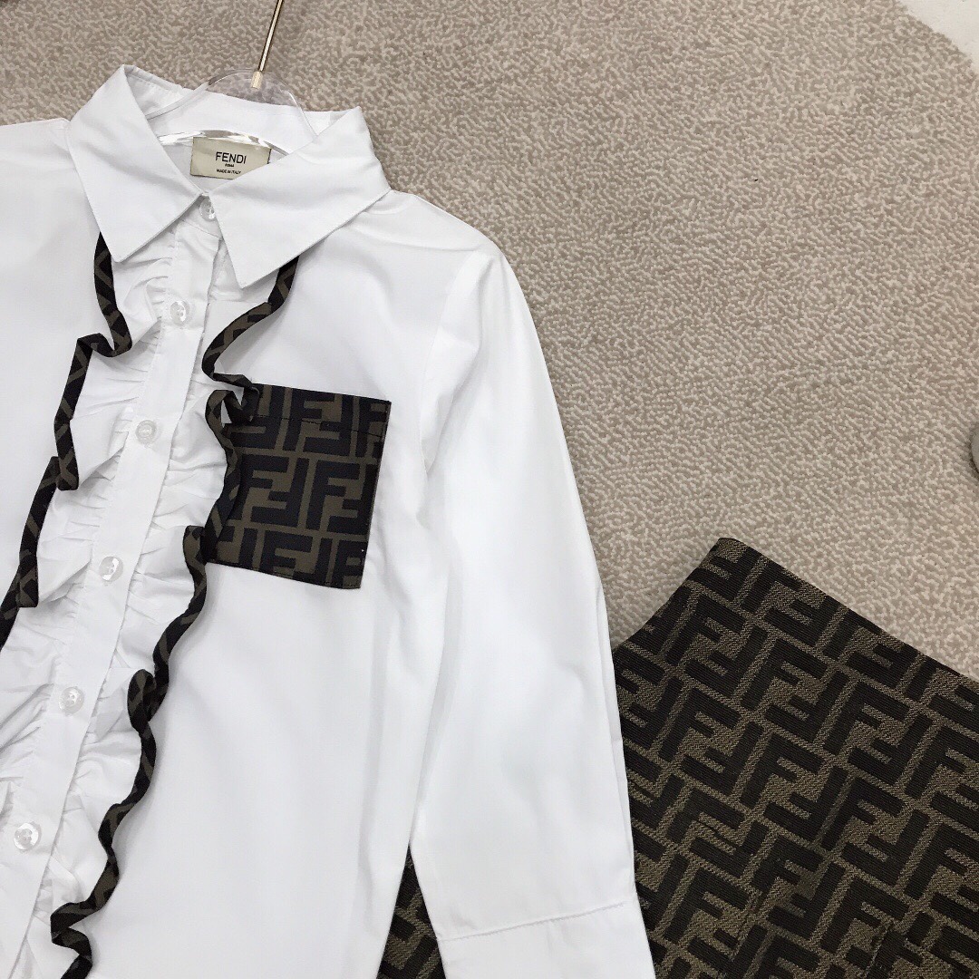 FEND* Defined Series: High-Quality Cotton Shirt with Signature FF Logo - 图片 6