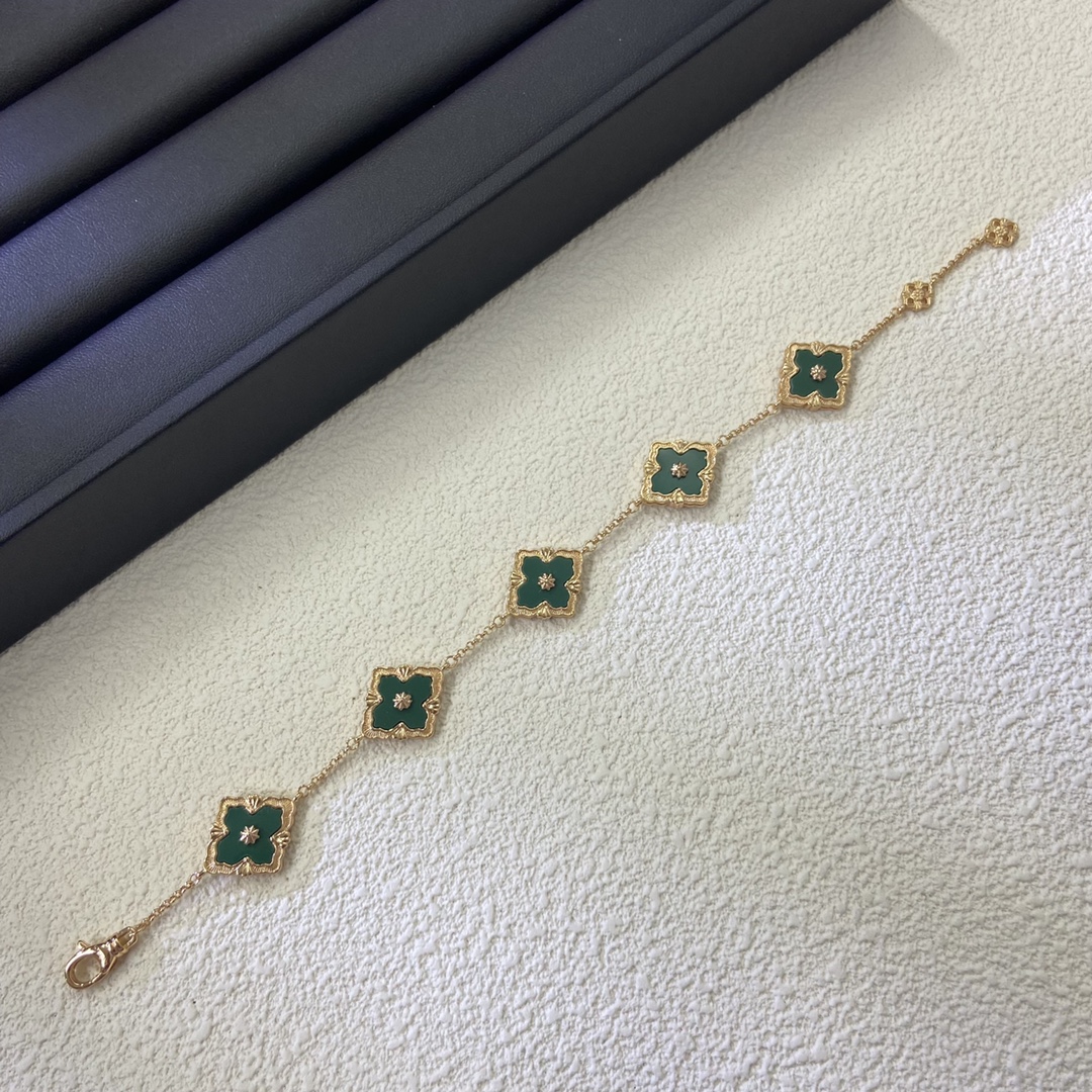 布契拉提手链 新品绿松石五花镶钻贝母手链 编号：DCM25055505 玫瑰金 黄金