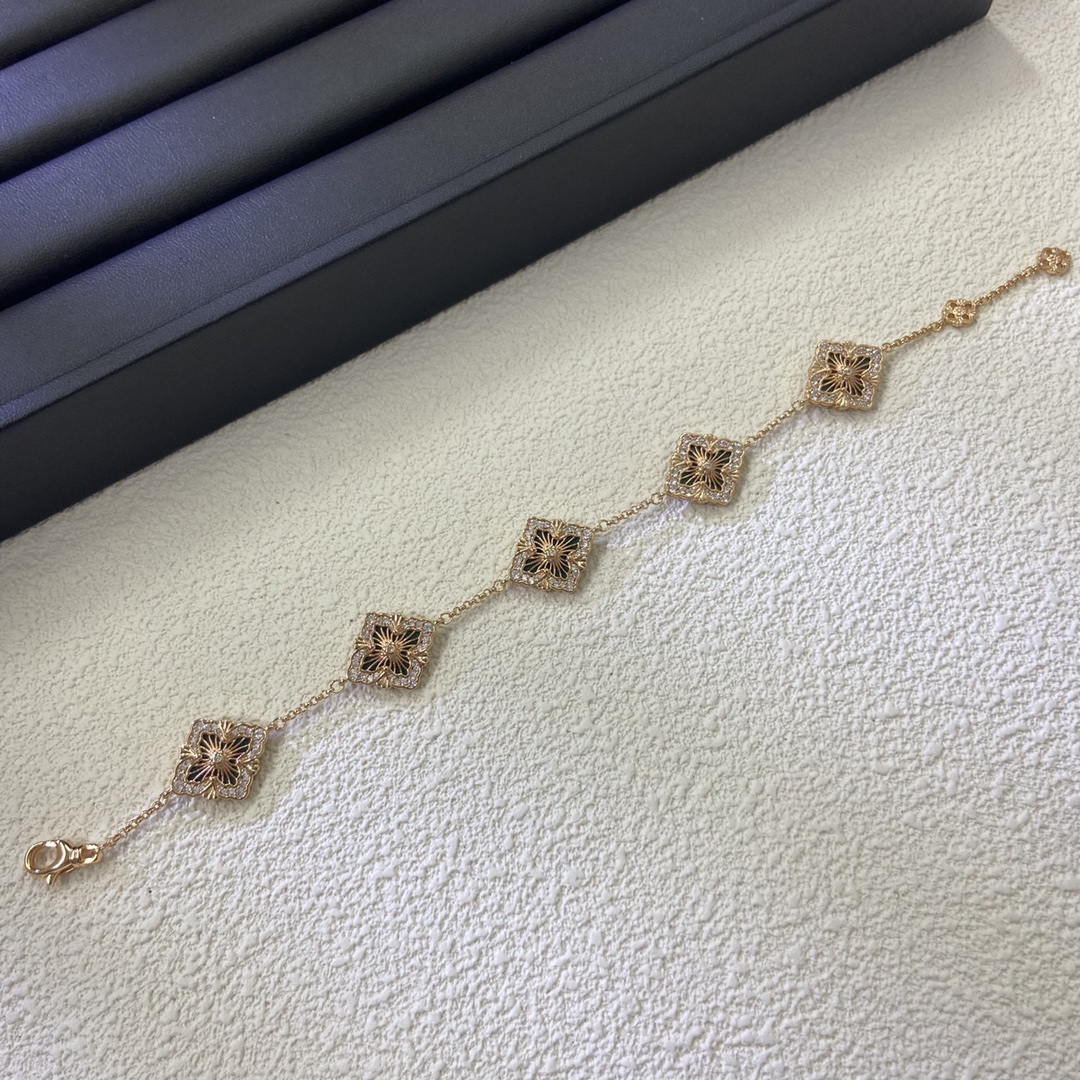 布契拉提手链 新品绿松石五花镶钻贝母手链 编号：DCM25055505 玫瑰金 黄金