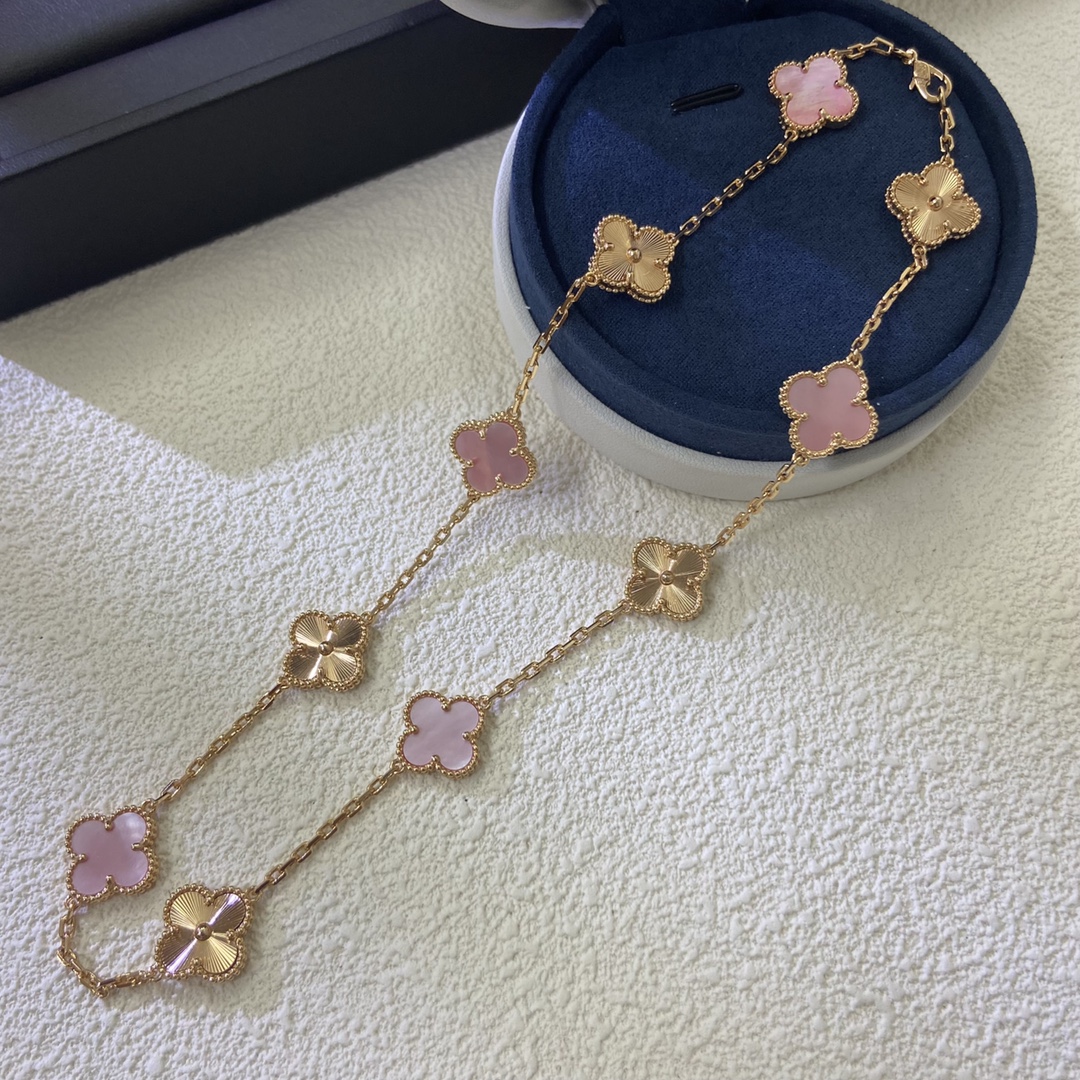 梵克雅宝项链 新品镭射间粉贝十花项链