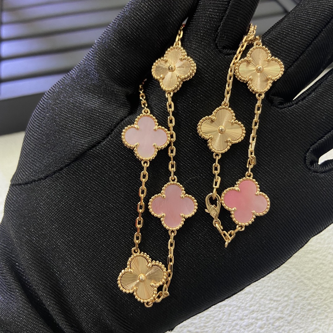 梵克雅宝项链 新品镭射间粉贝十花项链