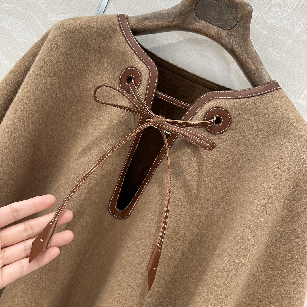 独家首发❤️高端品质！LP高奢老钱风！重工真皮包边工艺羊绒披肩斗篷！进口100%绵羊皮！定制双色工艺10